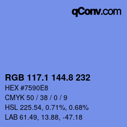 Color code: RGB 117.1 144.8 232 | qconv.com