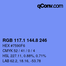 カラーコード: RGB 117.1 144.8 246 | qconv.com