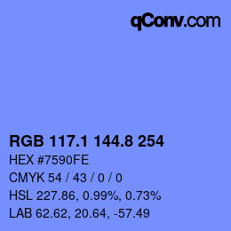 カラーコード: RGB 117.1 144.8 254 | qconv.com
