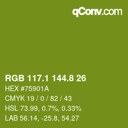 カラーコード: RGB 117.1 144.8 26 | qconv.com