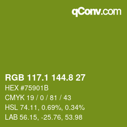 カラーコード: RGB 117.1 144.8 27 | qconv.com