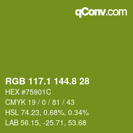 カラーコード: RGB 117.1 144.8 28 | qconv.com