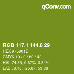 カラーコード: RGB 117.1 144.8 29 | qconv.com