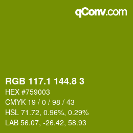 カラーコード: RGB 117.1 144.8 3 | qconv.com