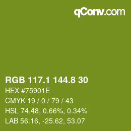カラーコード: RGB 117.1 144.8 30 | qconv.com