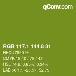 カラーコード: RGB 117.1 144.8 31 | qconv.com