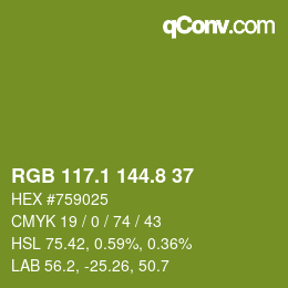 カラーコード: RGB 117.1 144.8 37 | qconv.com