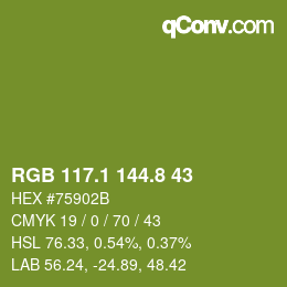 カラーコード: RGB 117.1 144.8 43 | qconv.com