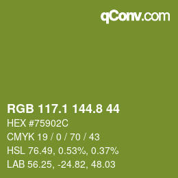 カラーコード: RGB 117.1 144.8 44 | qconv.com