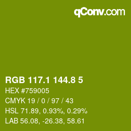 カラーコード: RGB 117.1 144.8 5 | qconv.com