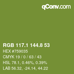 カラーコード: RGB 117.1 144.8 53 | qconv.com