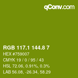 カラーコード: RGB 117.1 144.8 7 | qconv.com