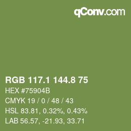 Color code: RGB 117.1 144.8 75 | qconv.com