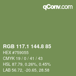 Color code: RGB 117.1 144.8 85 | qconv.com