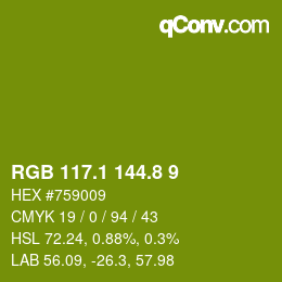 カラーコード: RGB 117.1 144.8 9 | qconv.com