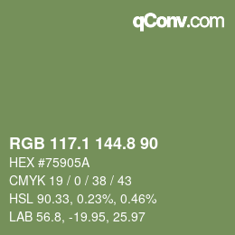 Color code: RGB 117.1 144.8 90 | qconv.com