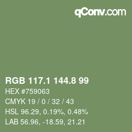 Color code: RGB 117.1 144.8 99 | qconv.com