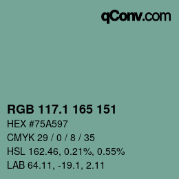 カラーコード: RGB 117.1 165 151 | qconv.com