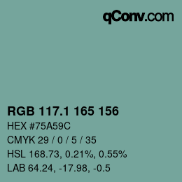 カラーコード: RGB 117.1 165 156 | qconv.com