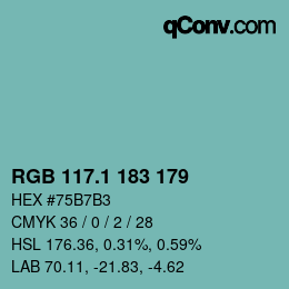 Color code: RGB 117.1 183 179 | qconv.com