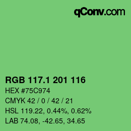 カラーコード: RGB 117.1 201 116 | qconv.com