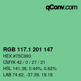 カラーコード: RGB 117.1 201 147 | qconv.com