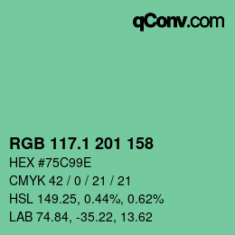 カラーコード: RGB 117.1 201 158 | qconv.com