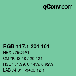 カラーコード: RGB 117.1 201 161 | qconv.com