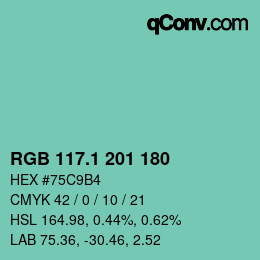 カラーコード: RGB 117.1 201 180 | qconv.com
