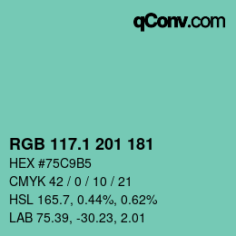 カラーコード: RGB 117.1 201 181 | qconv.com