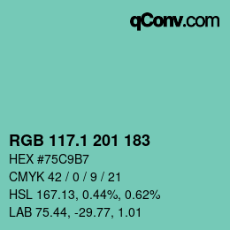 Color code: RGB 117.1 201 183 | qconv.com
