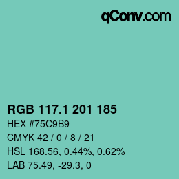 カラーコード: RGB 117.1 201 185 | qconv.com