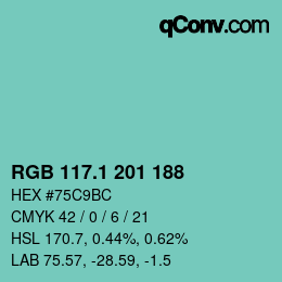 Color code: RGB 117.1 201 188 | qconv.com