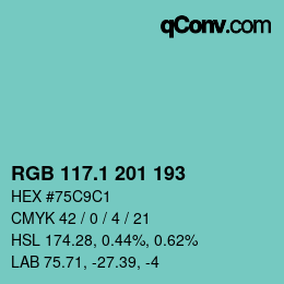 Color code: RGB 117.1 201 193 | qconv.com