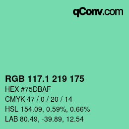 カラーコード: RGB 117.1 219 175 | qconv.com