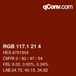 カラーコード: RGB 117.1 21 4 | qconv.com