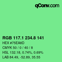 カラーコード: RGB 117.1 234.8 141 | qconv.com