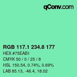 カラーコード: RGB 117.1 234.8 177 | qconv.com