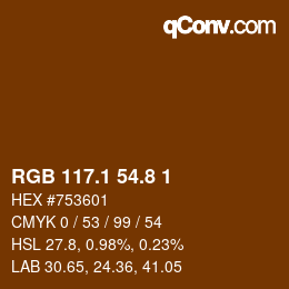 カラーコード: RGB 117.1 54.8 1 | qconv.com