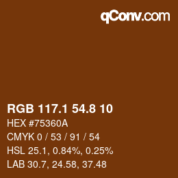 Farbcode: RGB 117.1 54.8 10 | qconv.com