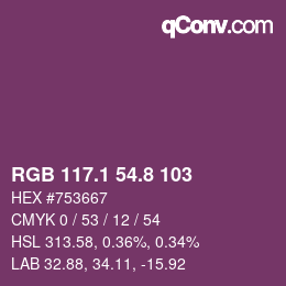 カラーコード: RGB 117.1 54.8 103 | qconv.com