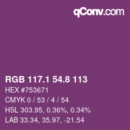 カラーコード: RGB 117.1 54.8 113 | qconv.com
