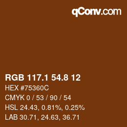 Color code: RGB 117.1 54.8 12 | qconv.com