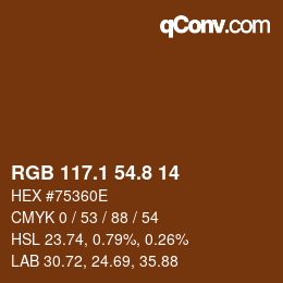 Color code: RGB 117.1 54.8 14 | qconv.com