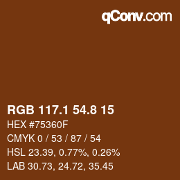 Color code: RGB 117.1 54.8 15 | qconv.com