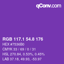 カラーコード: RGB 117.1 54.8 176 | qconv.com