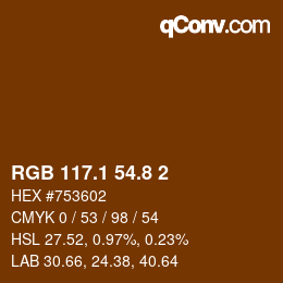 Color code: RGB 117.1 54.8 2 | qconv.com