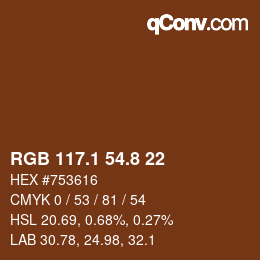 Color code: RGB 117.1 54.8 22 | qconv.com