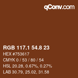 Color code: RGB 117.1 54.8 23 | qconv.com
