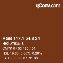 Color code: RGB 117.1 54.8 24 | qconv.com